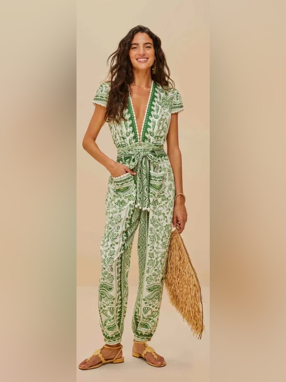 FARM RIO Green River Ride Lenzing Ecovero Euroflax Jumpsuit